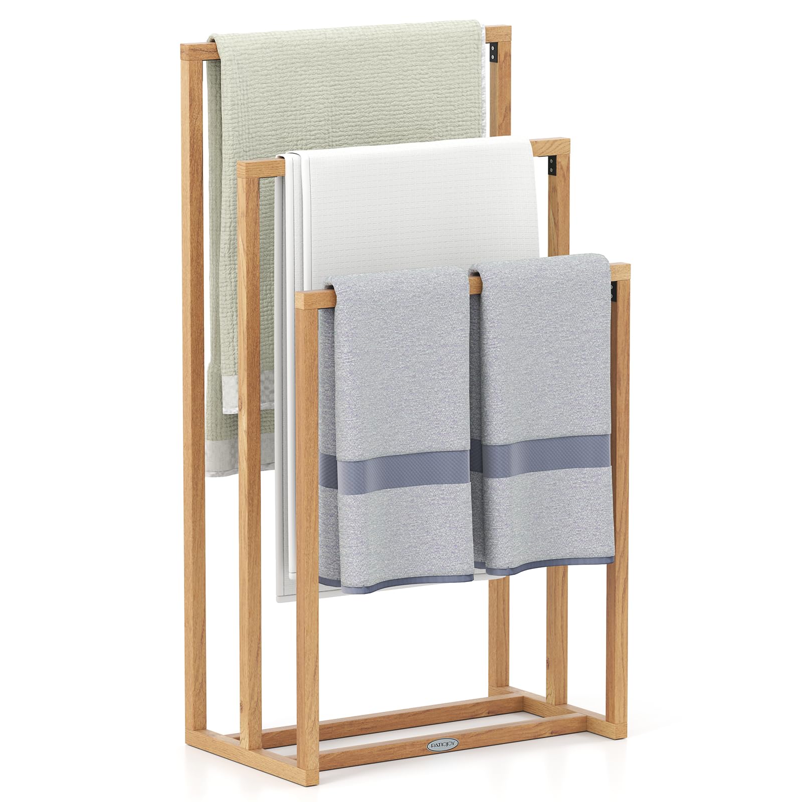 Tangkula Freestanding Towel Rack with 3 Hanging Crossbars